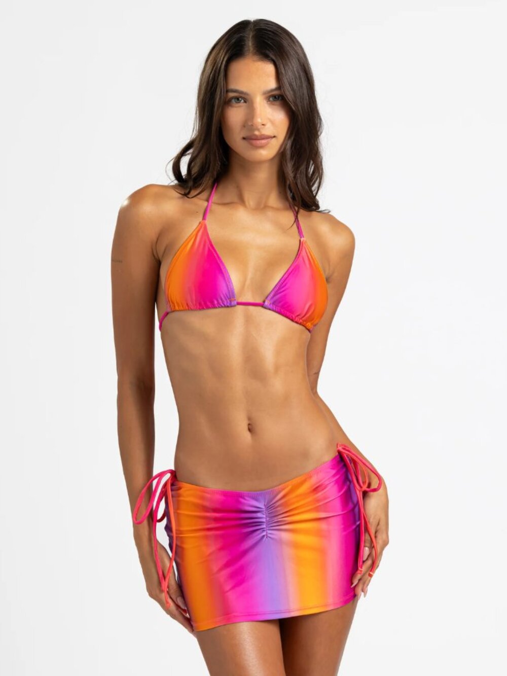 SET: Luna Pink Ombre Set - Triangle Bikini Top & Mini Skirt - NWT (Small)